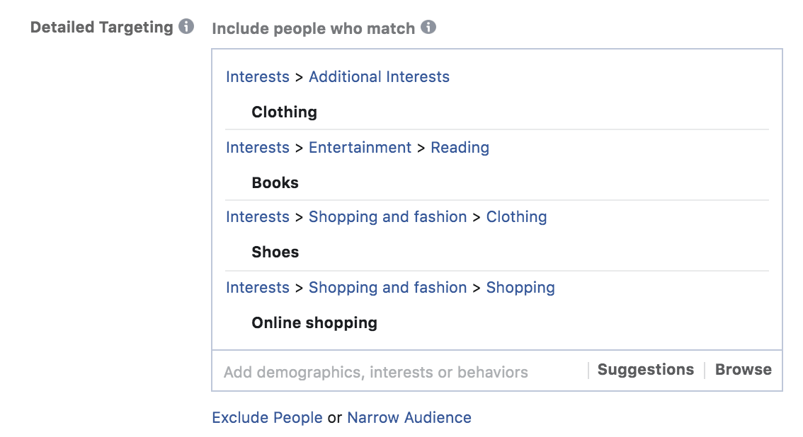Setting up detailed ad targeting
