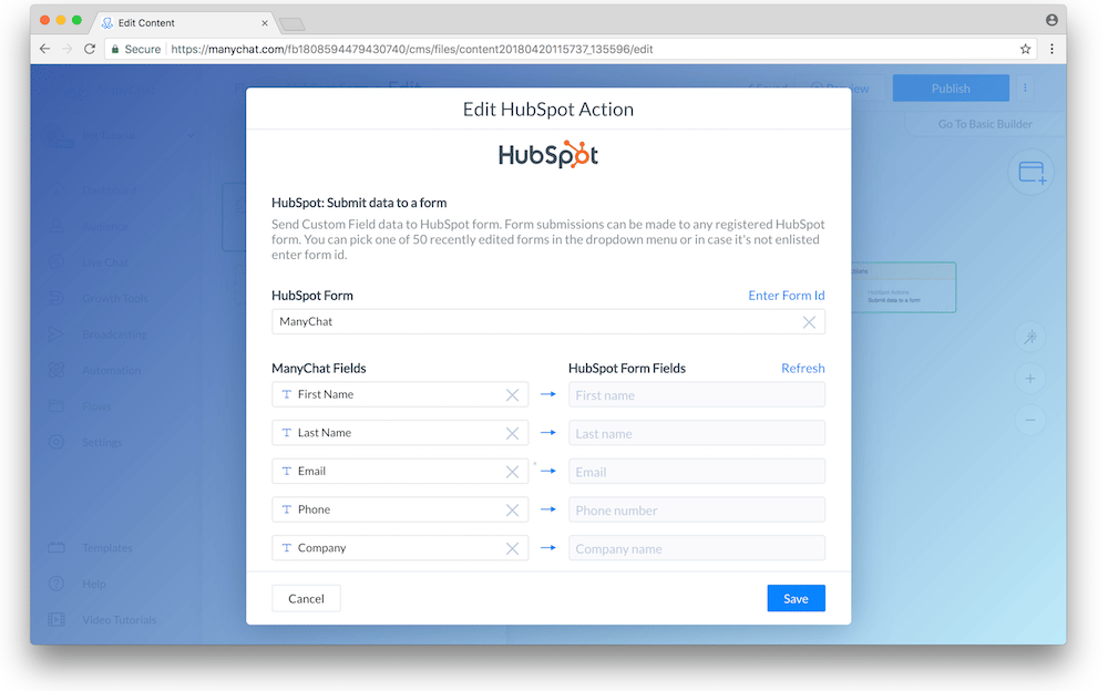 Submitting data to specific HubSpot form