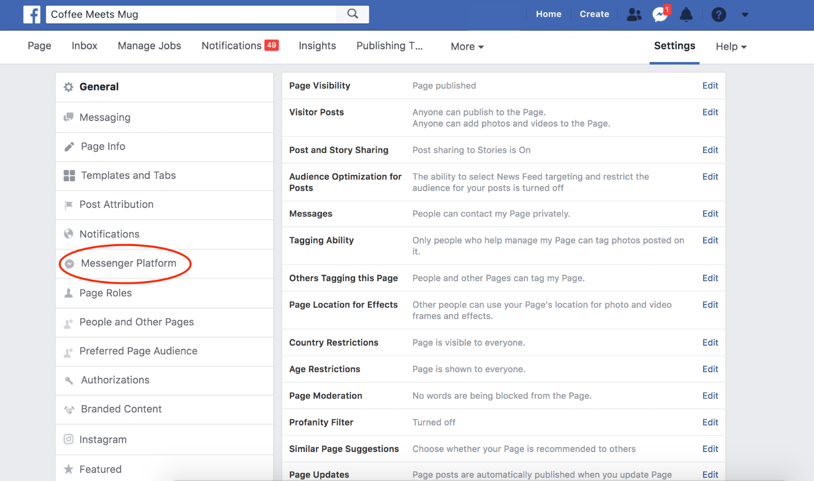 How to apply for Facebook Subscription Messaging in Settings