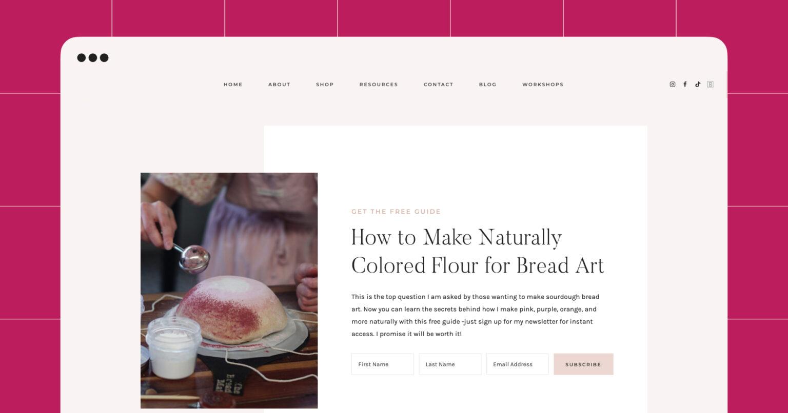 Screenshot of a free guide of How to Make Naturally Colored Flour for Bread Art 