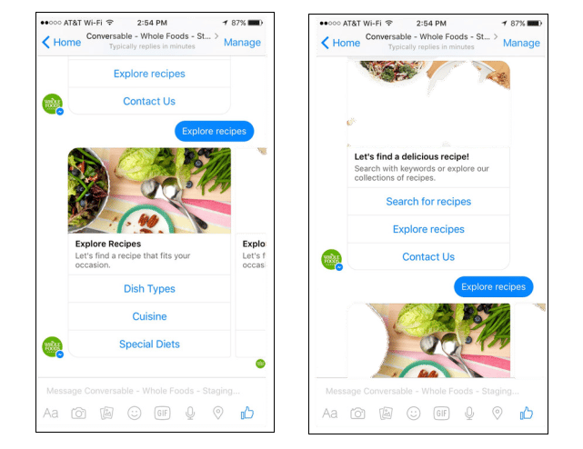 Whole Foods Chatbot Example