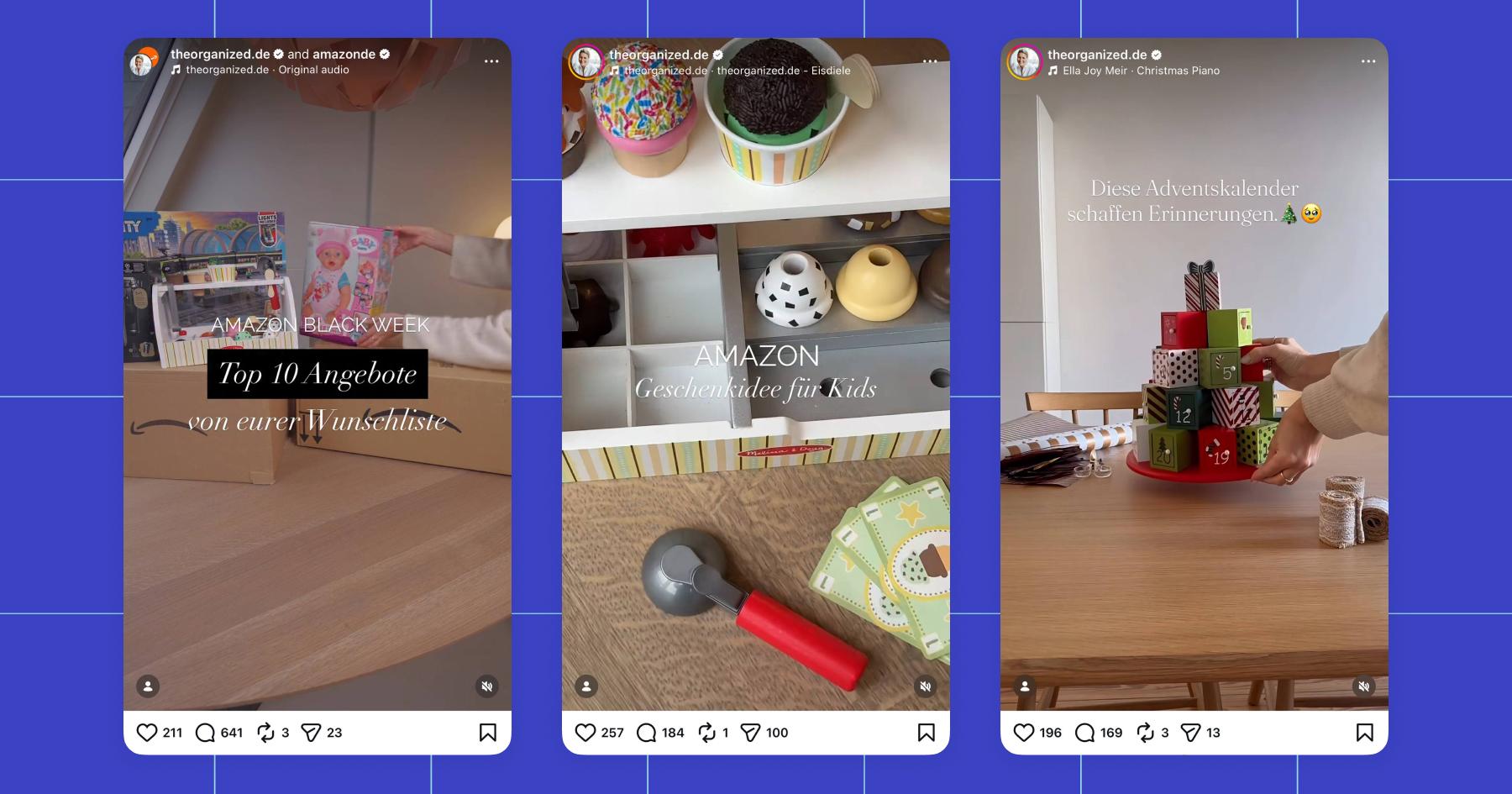 Screenshots from The Organized by Nadine Instagram account