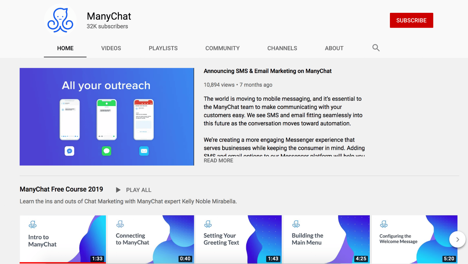 Manychat YouTube Channel