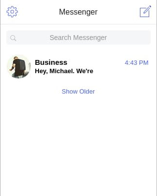 Facebook Messenger Ad Example in Chat Window