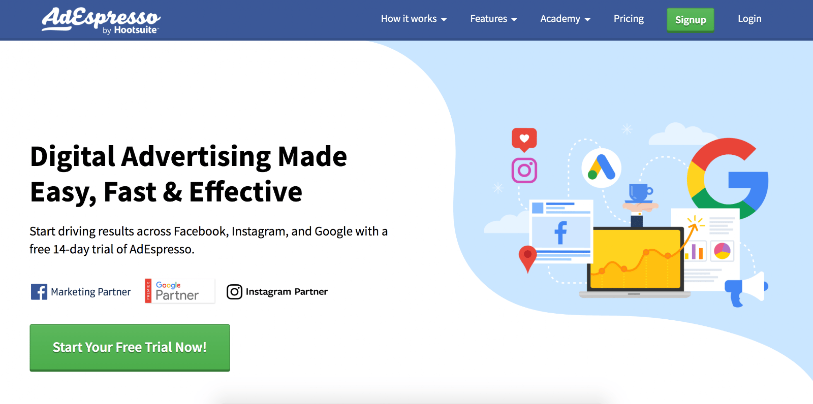 AdEspresso by Hootsuite is the sixteenth Best B2B Lead Generation Tool example | The article is 21 of the Best B2B Lead Generation Tools for 2020