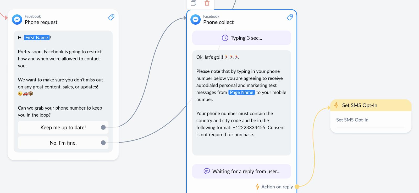 SMS Opt-In Flow Example Using Manychat Flow Builder