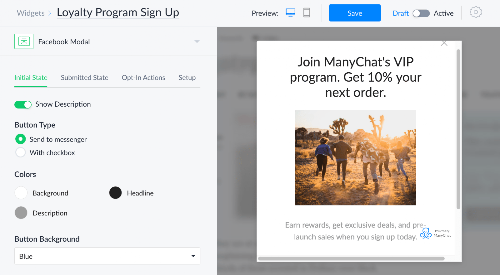 Sign up for customer loyalty program pop up