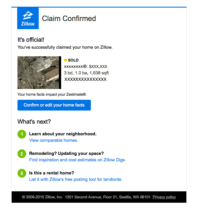 Transactional Email - Zillow