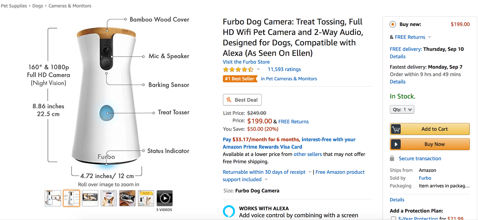 Furbo Dog Camera Amazon listing
