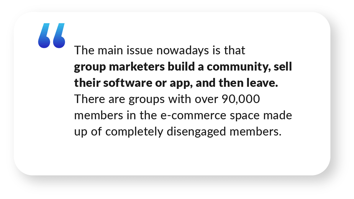 Quote about community marketers from Saleem Ahrar