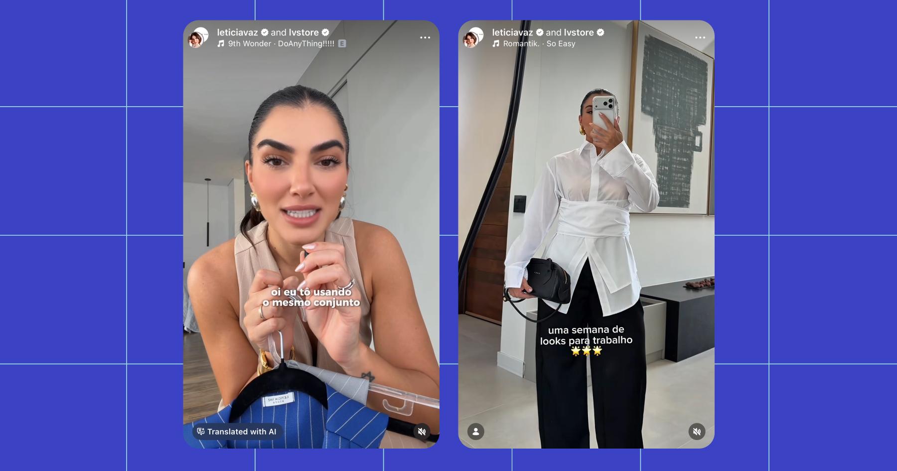 Screenshots of Letícia Vaz on Instagram
