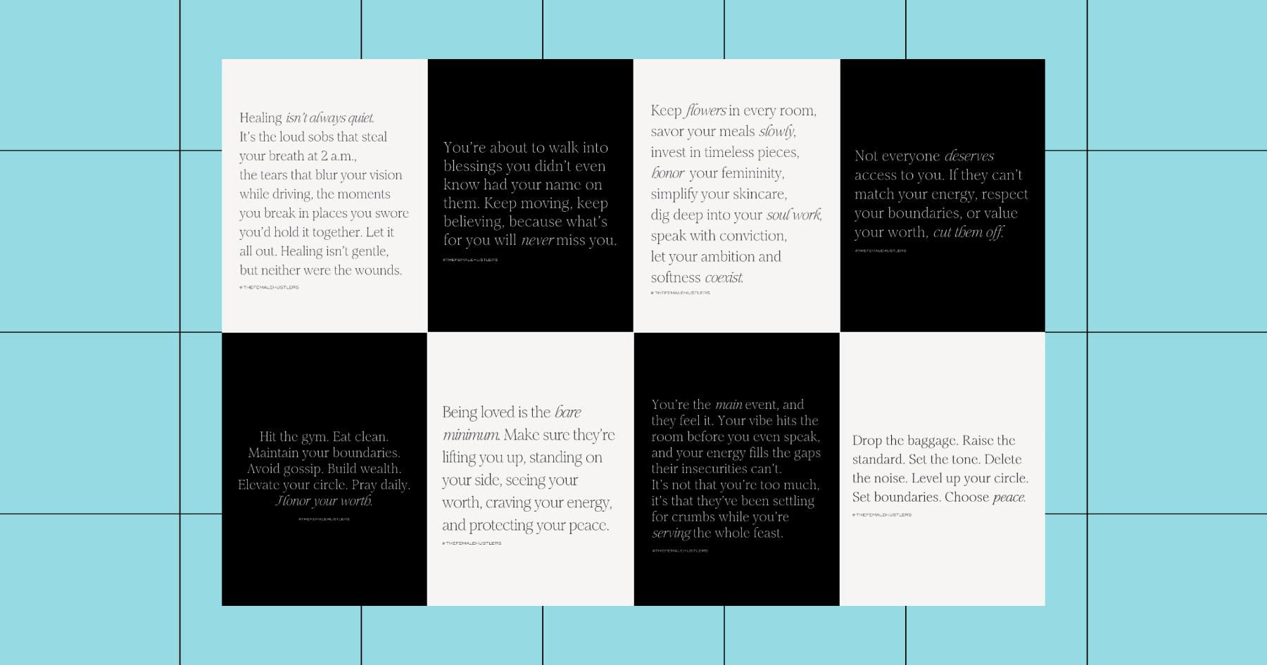Example of a black-and-white checkerboard Instagram grid