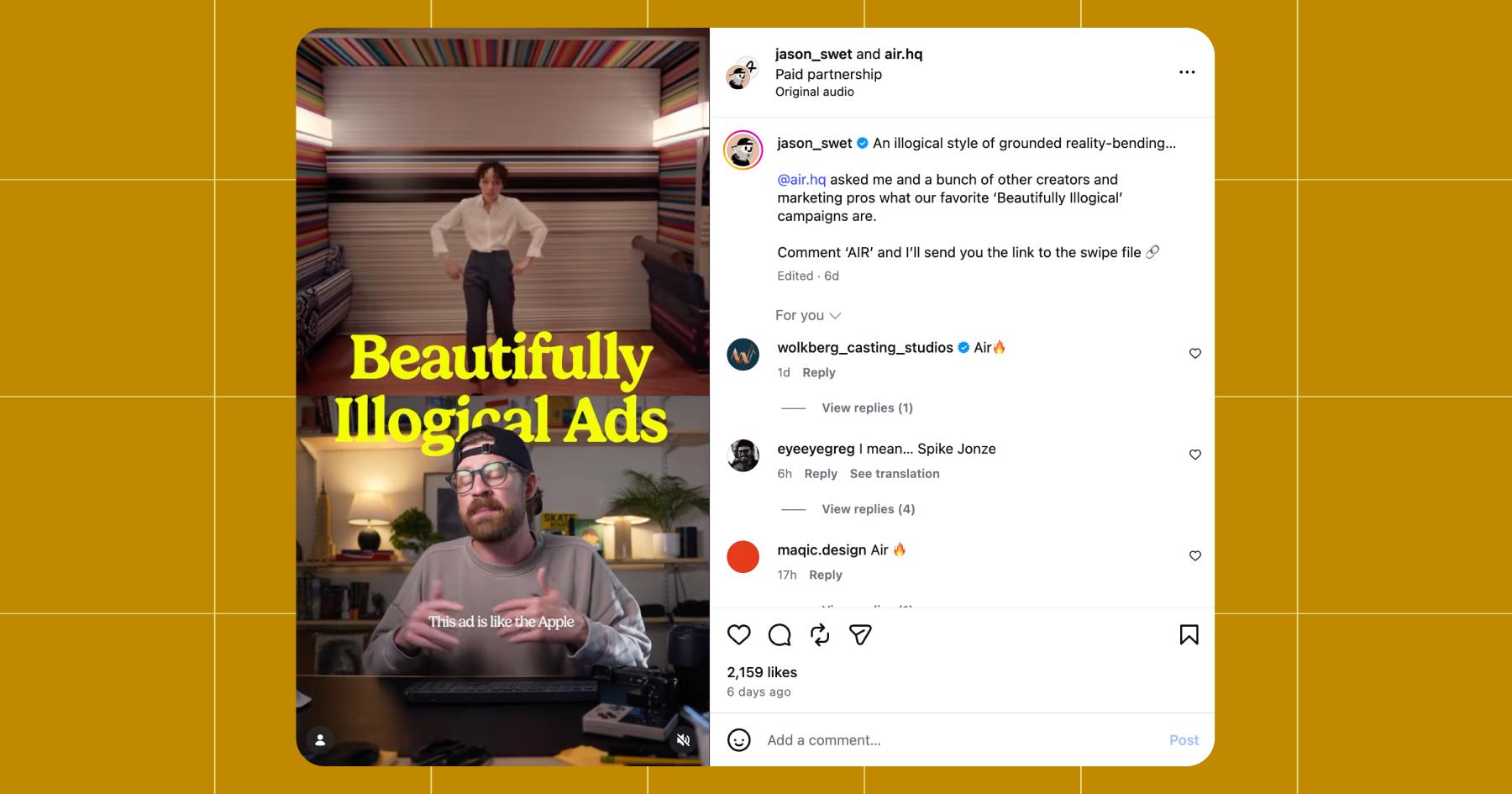 Screenshot of an Instagram post by creator @jason_swet for this campaign