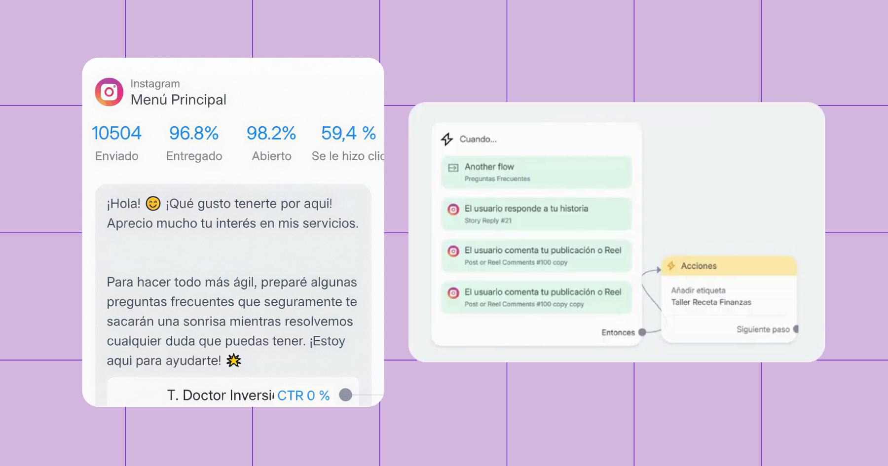 Screenshot of Manychat flows