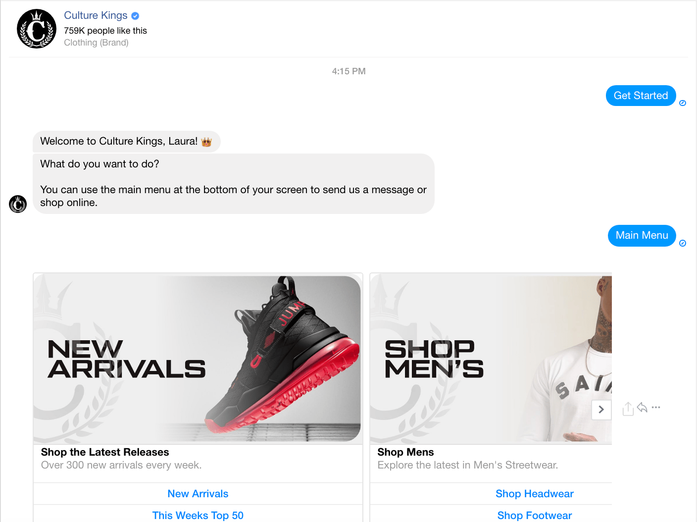 Conversational Marketing Example: CultureKings