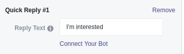 Messenger Ad Best Practice Example: Connect your chatbot