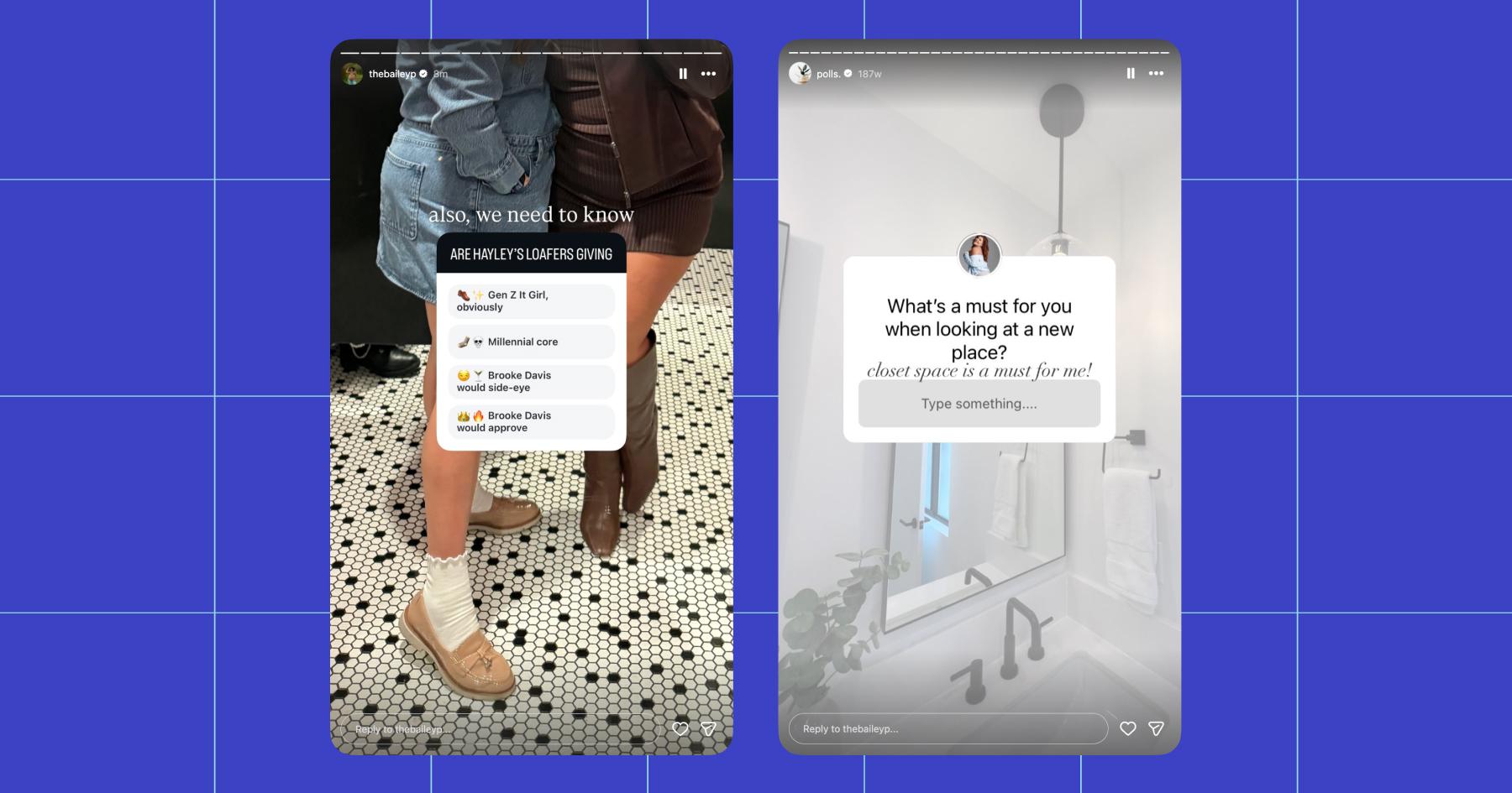 Screenshot of Instagram Stories using the poll and questions features