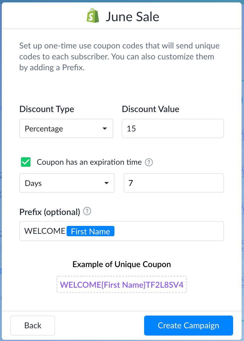 Coupon campaigns with Manychat