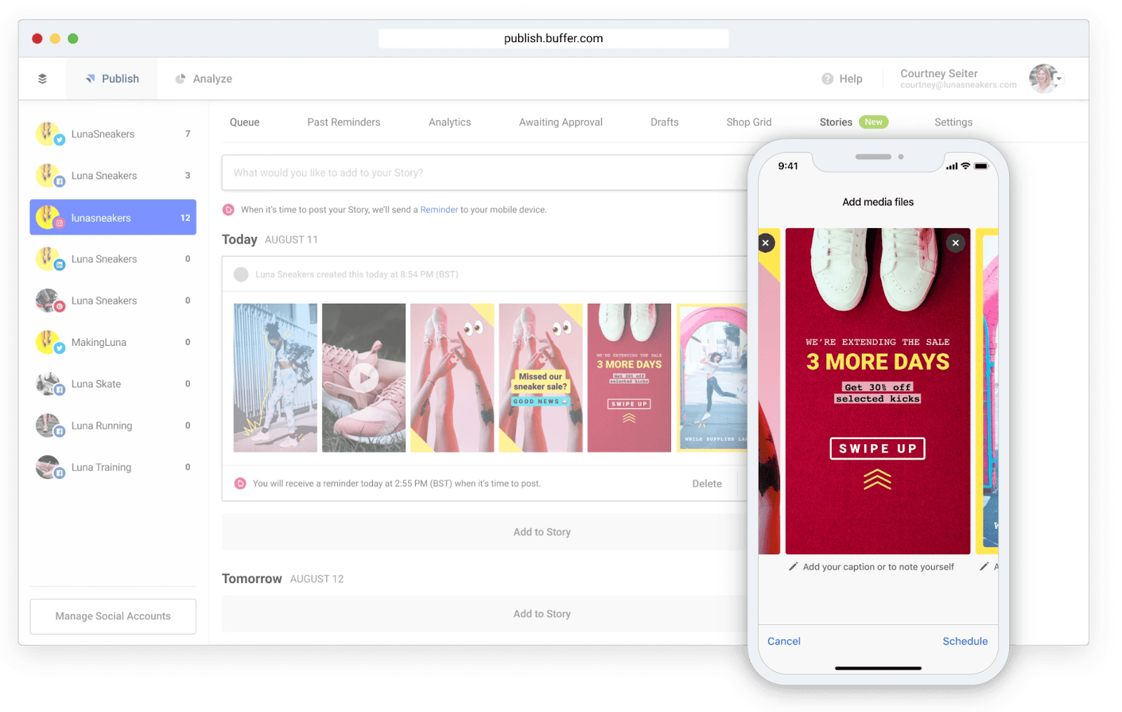 best tools for instagram influencers: buffer