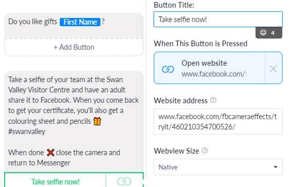 Selfie Set up for Manychat Case Study