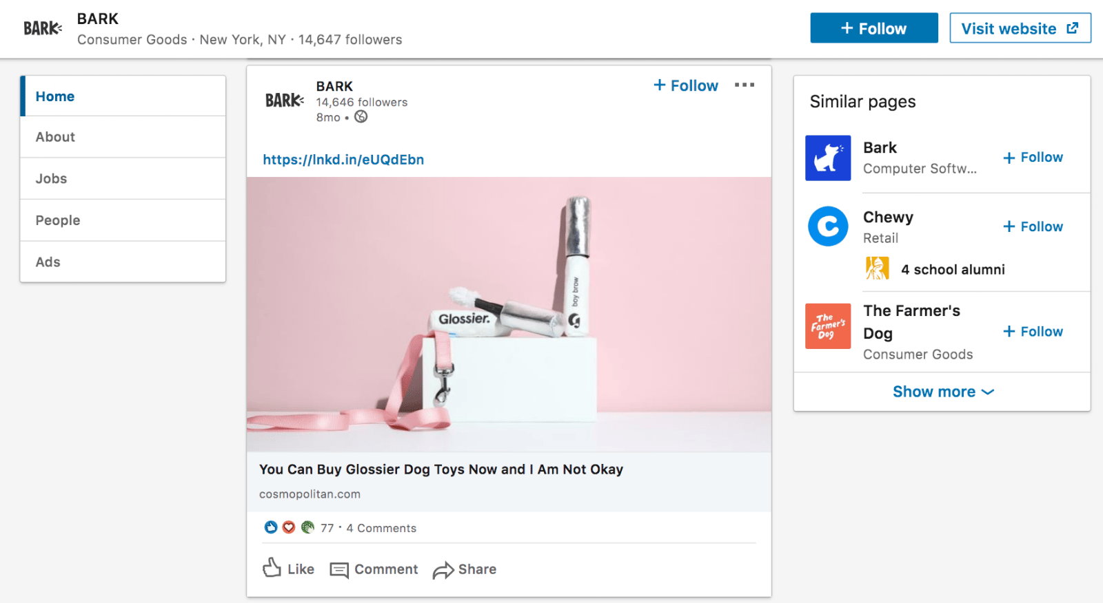 Sharing content on LinkedIn