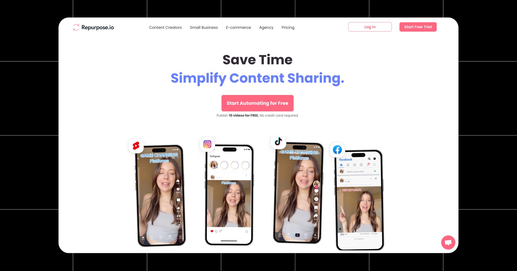 Screenshot of Repurpose.io homepage