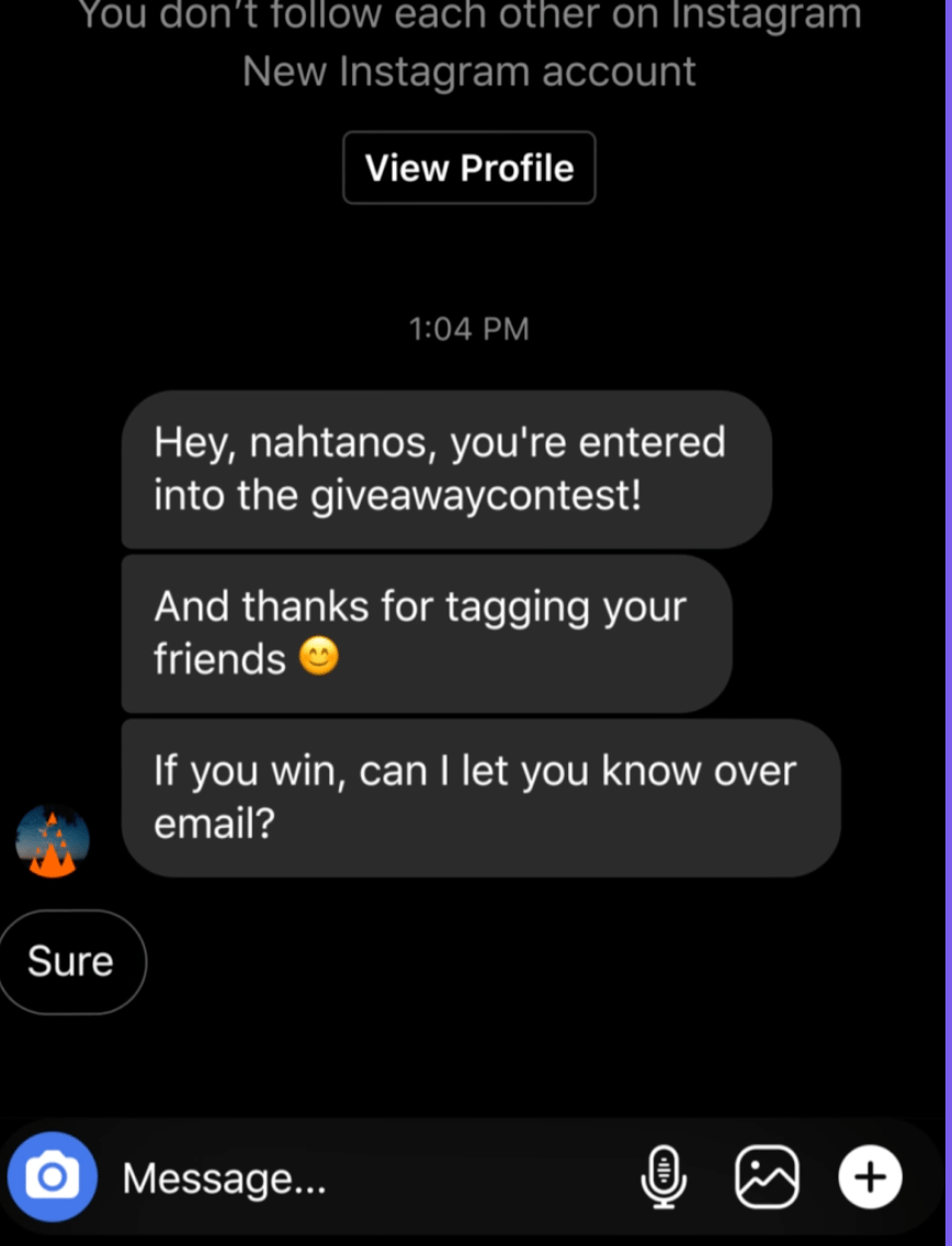 instagram competition automation example