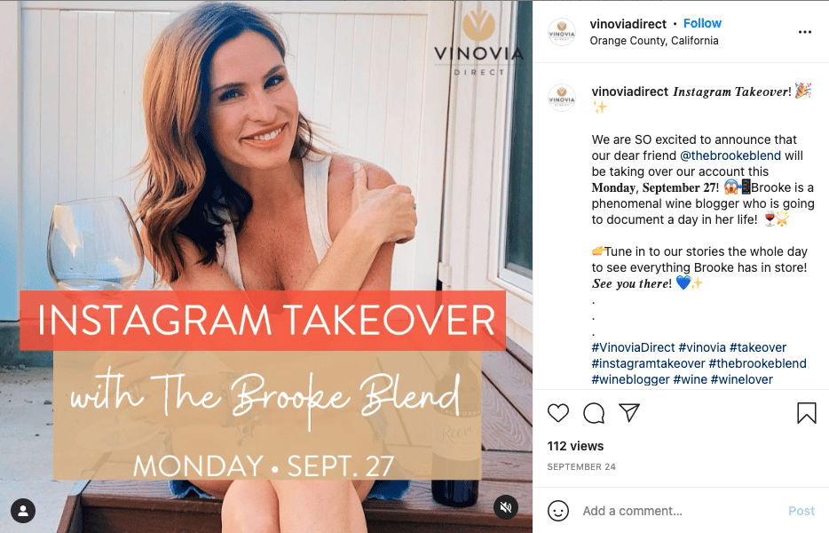Instagram takeover example