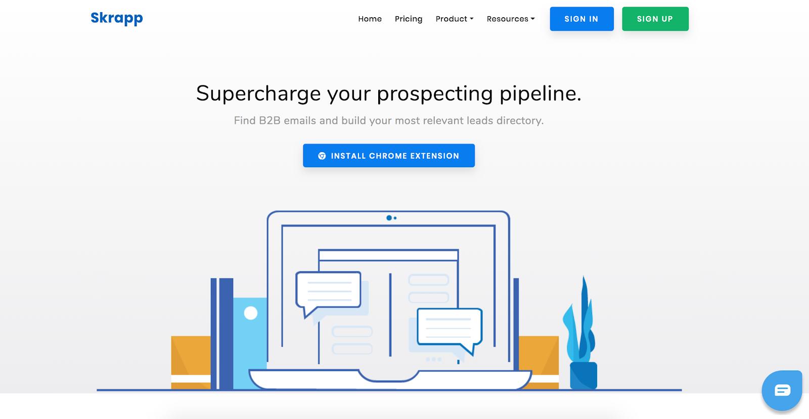 Skrapp.io is the fourth Best B2B Lead Generation Tool example | The article is 21 of the Best B2B Lead Generation Tools for 2020