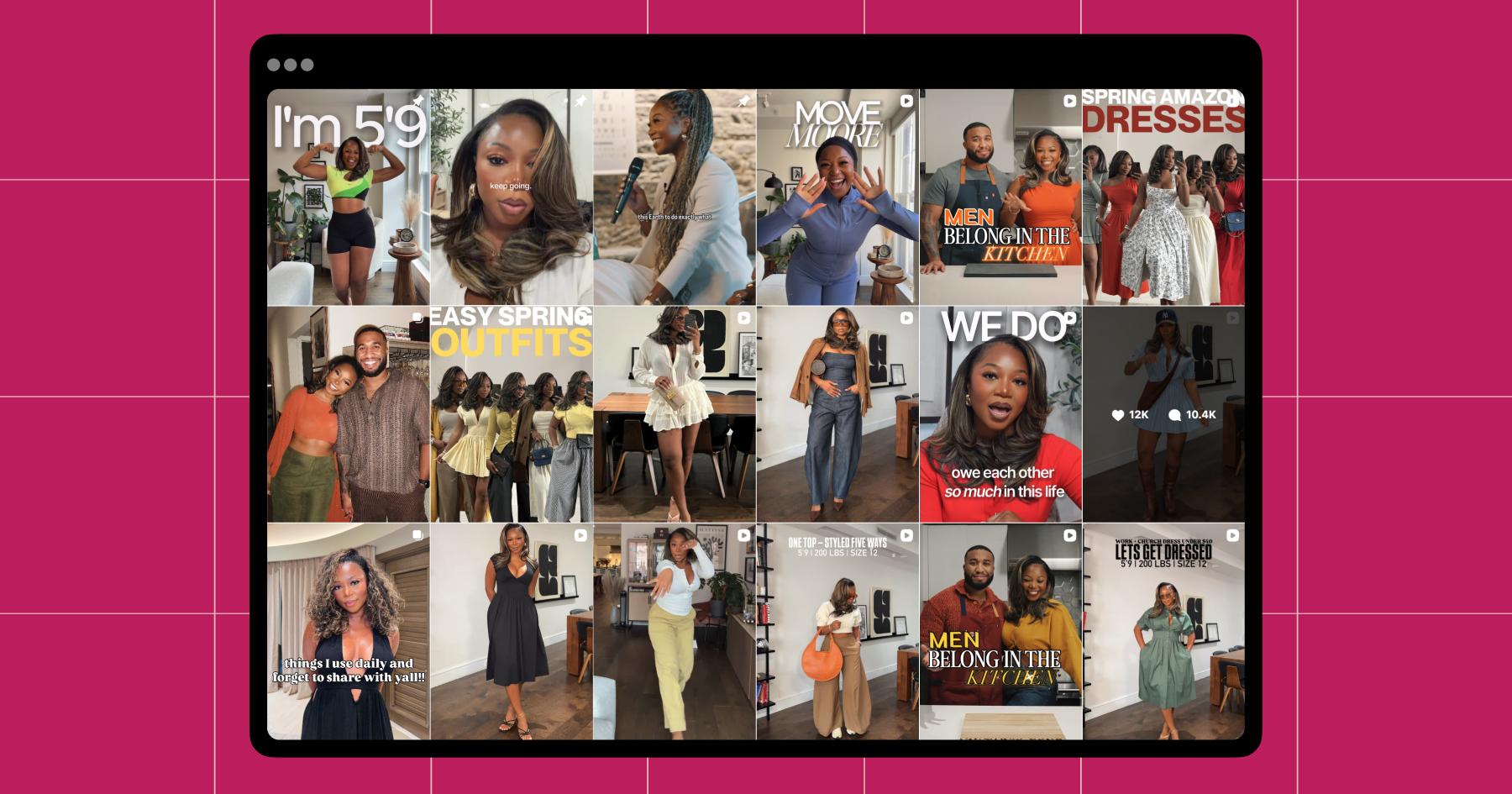 Screenshot of Janesha Moore's Instagram grid
