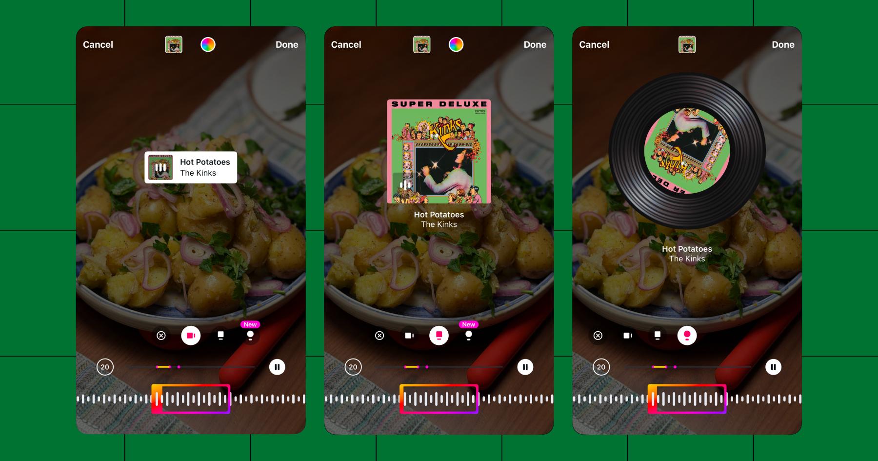 Screenshots showing how to customize the lyrics, colors, and clips