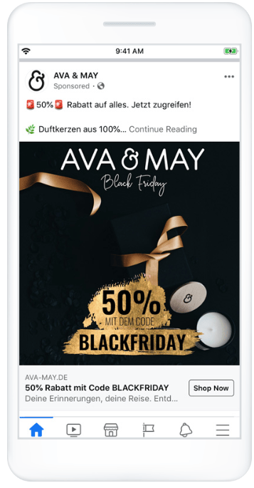 Ava & May retargeting campaign on Facebook