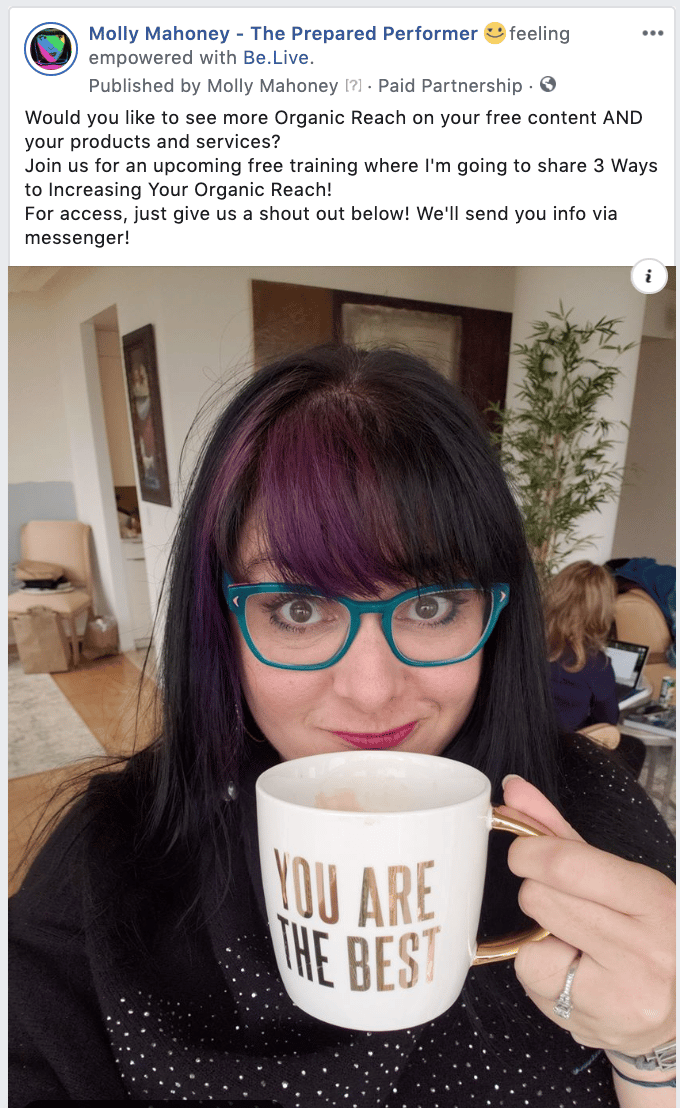 Facebook live promotion