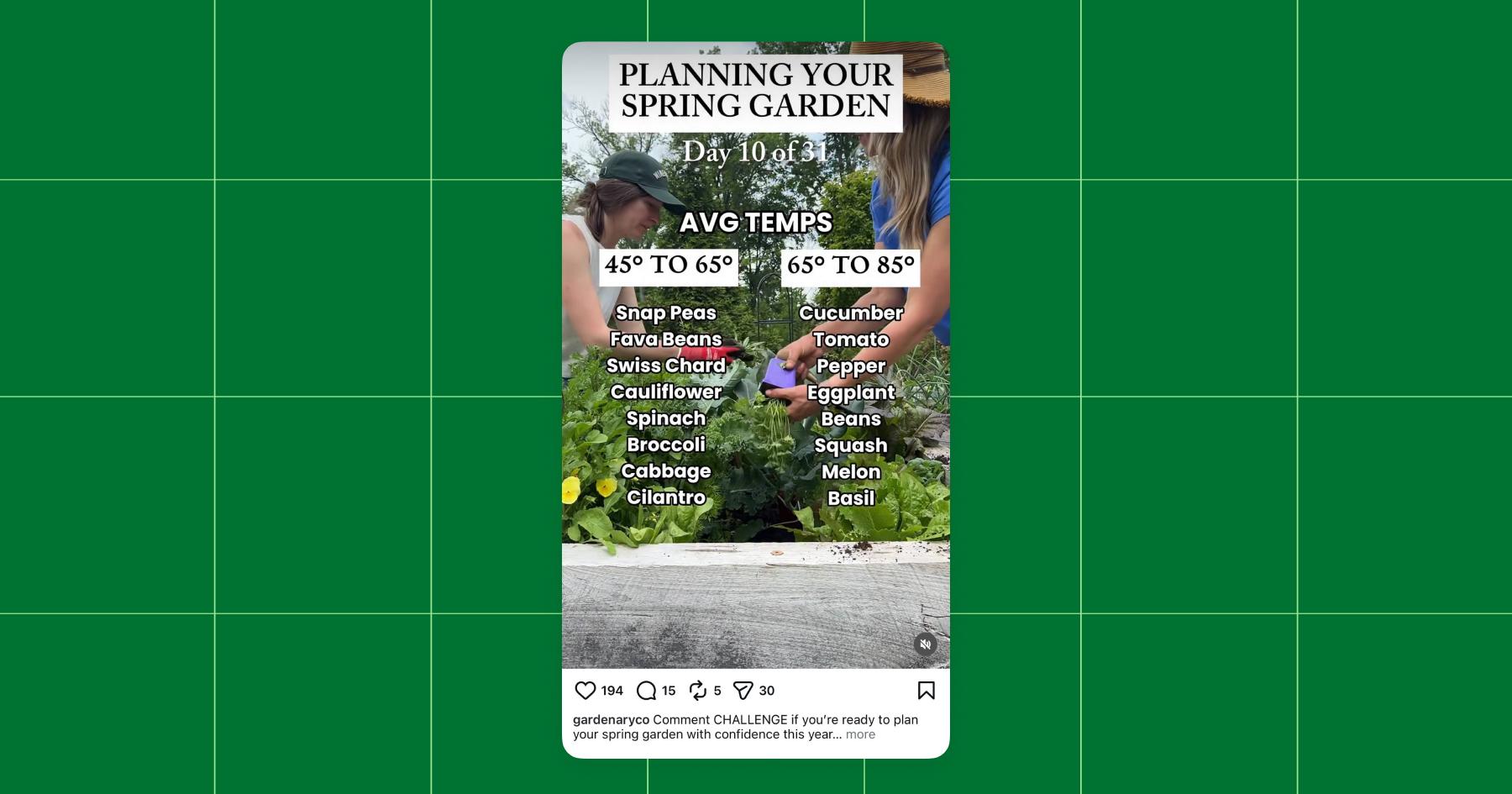 Screenshot from the Gardenary Instagram account