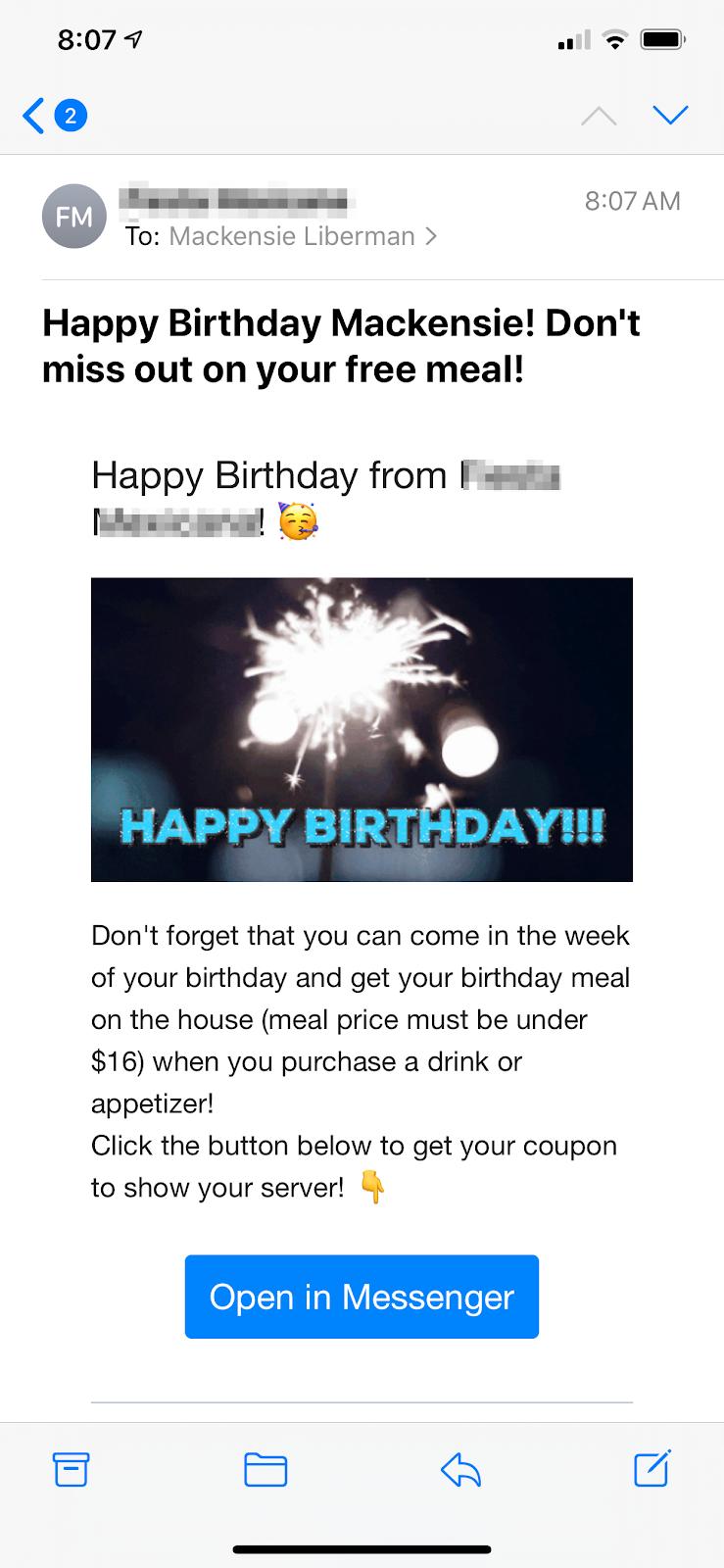 Open in Messenger CTA button for emails