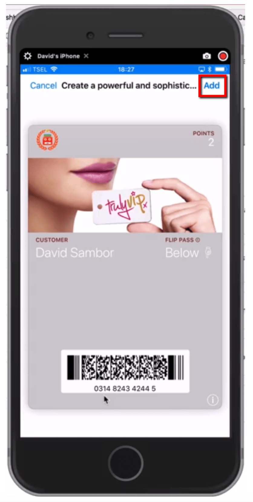 mobile wallet example adding loyalty program card