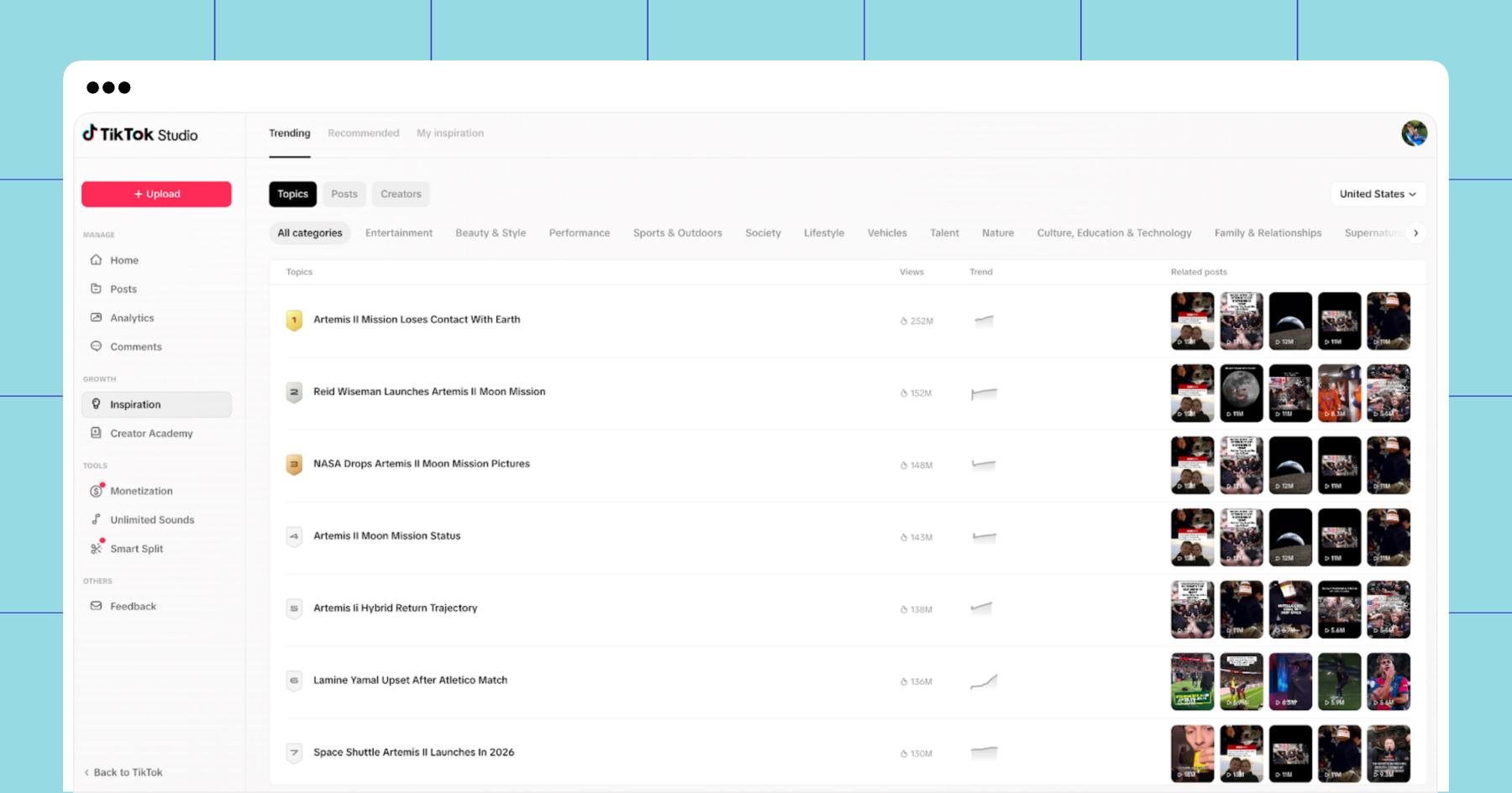 Screenshot of the TikTok Studio 