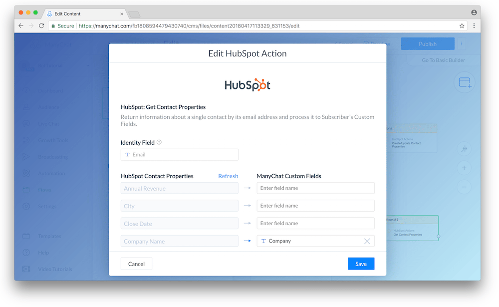 Syncing contact properties with Manychat and HubSpot