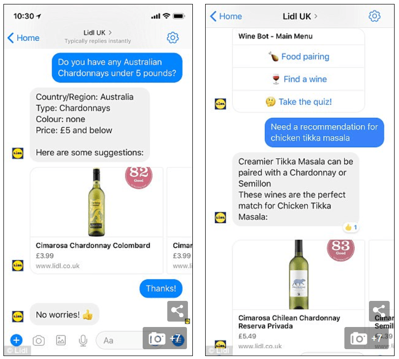 Lidl's Winebot Chatbot Example