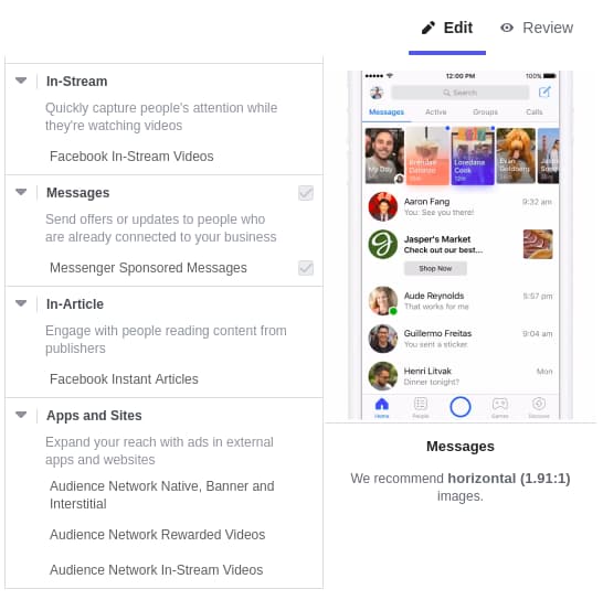 How to Create Facebook Messenger Ads Step 4: Choose Display