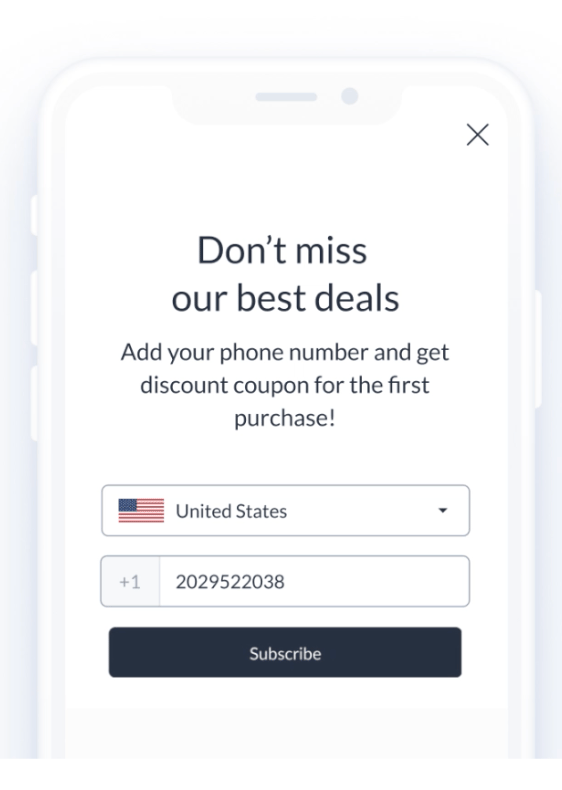 SMS marketing opt-in example