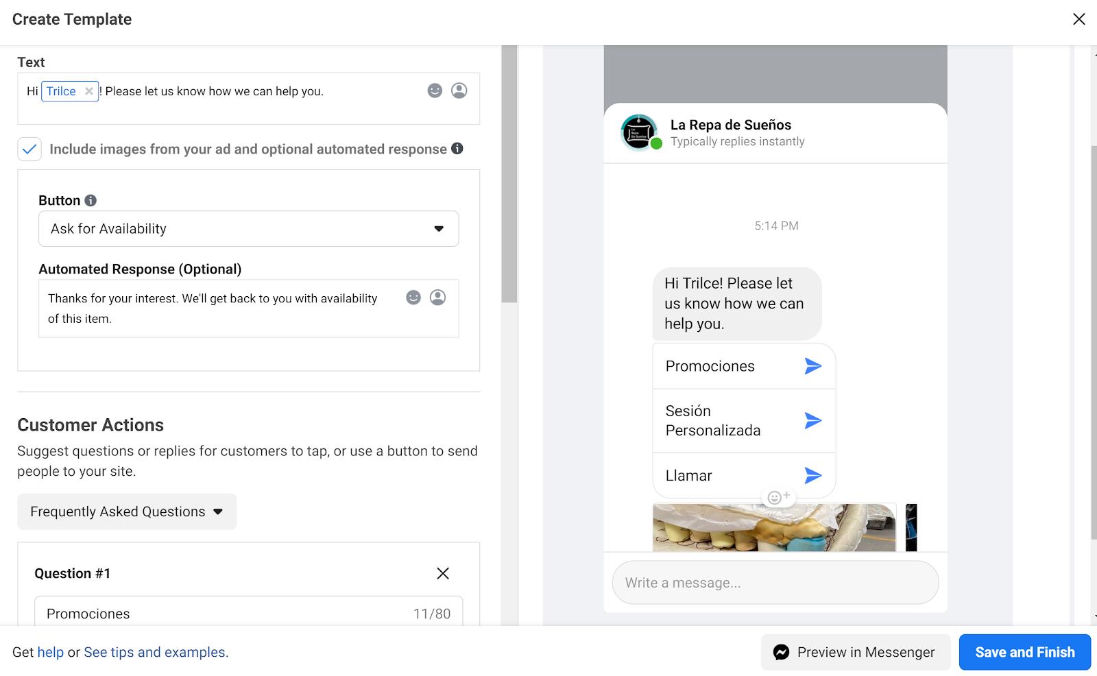 Creating Messenger ads in Facebook