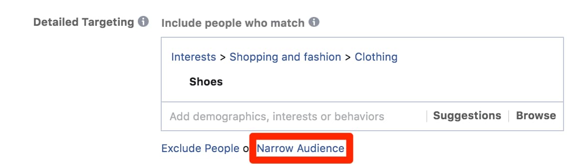 Setting up facebook ad targeting
