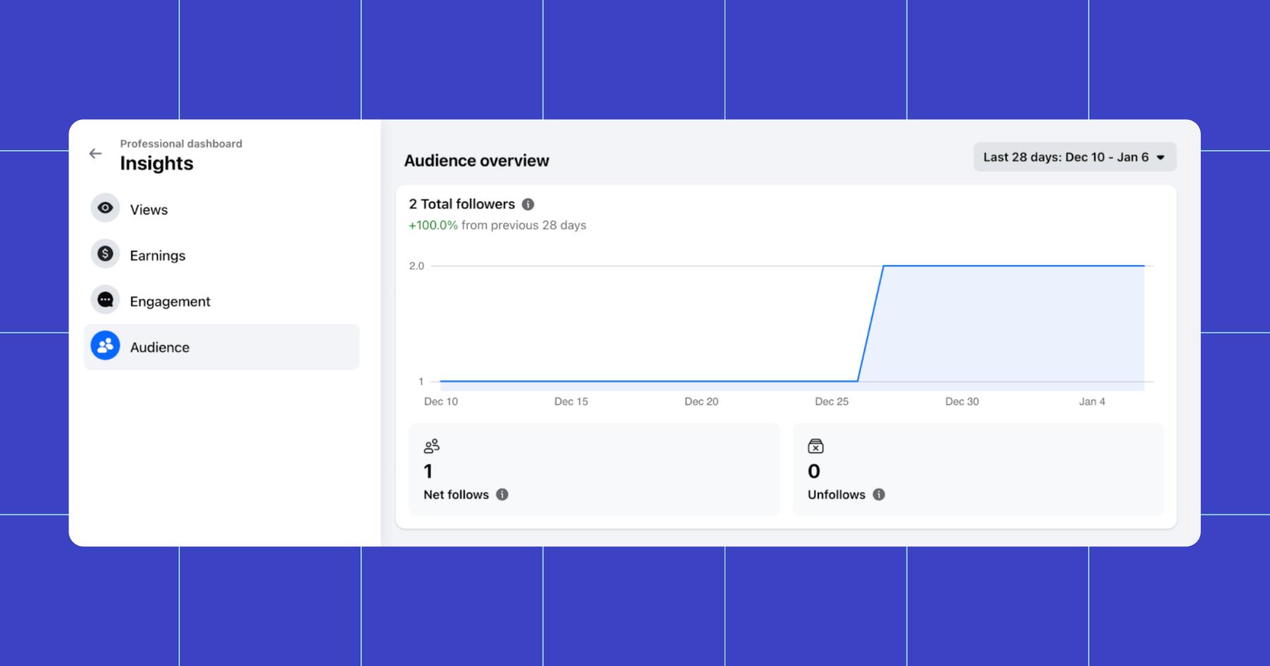 Screenshot of Audience overview in Meta Business Suite