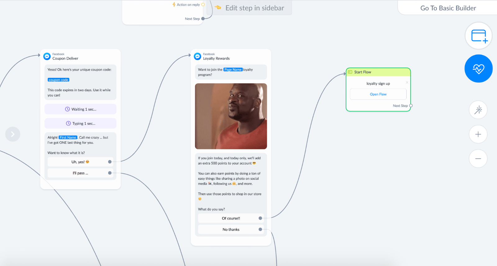 Customer loyalty program offering in Manychat flow