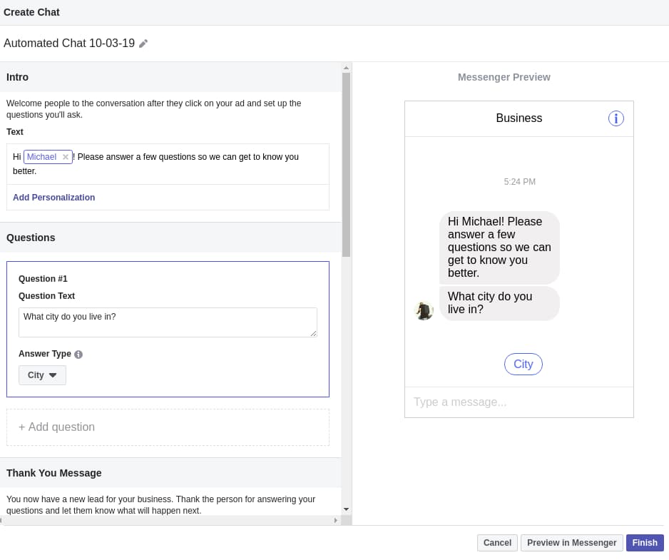 How to Make a Facebook ad that clicks to Messenger Part 2