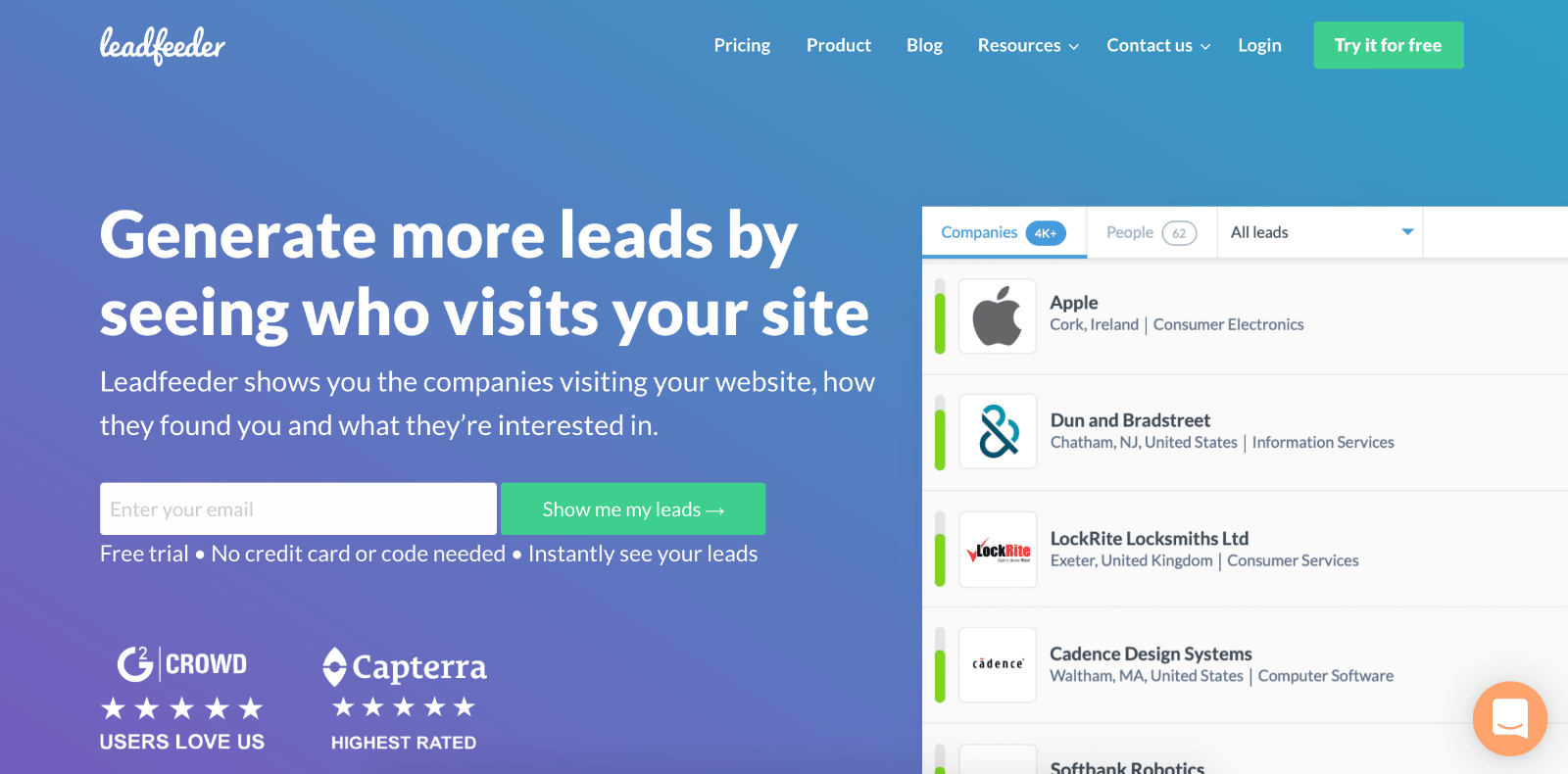LeadFeeder is the second Best B2B Lead Generation Tool example | The article is 21 of the Best B2B Lead Generation Tools for 2020