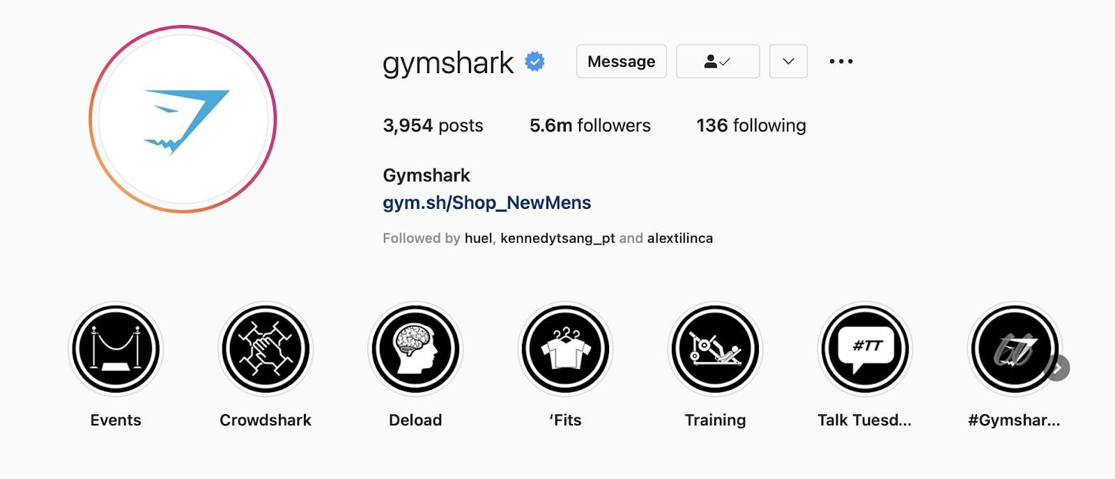 gymshark ig profile