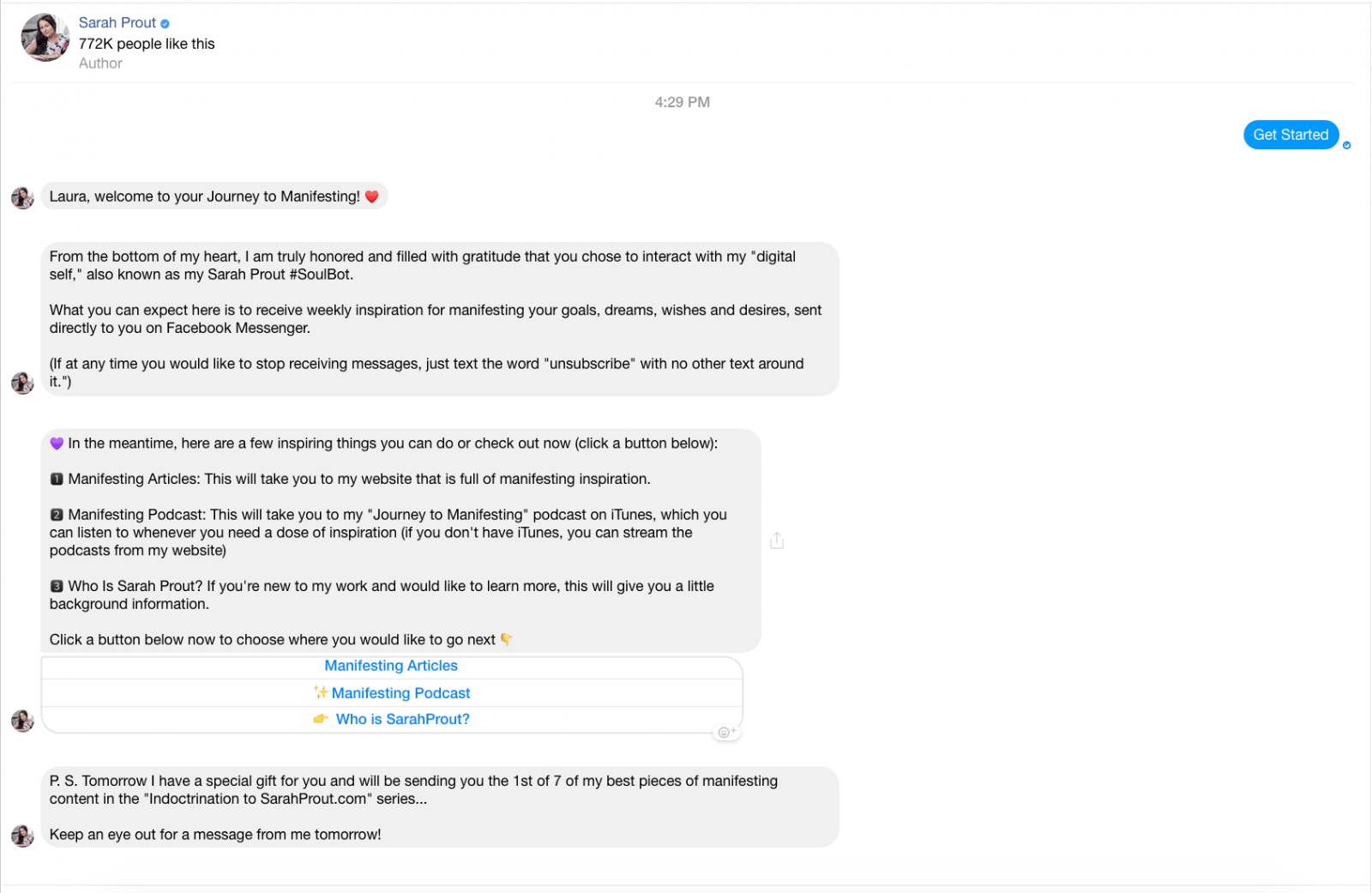 Conversational Marketing Example: Sarah Prout