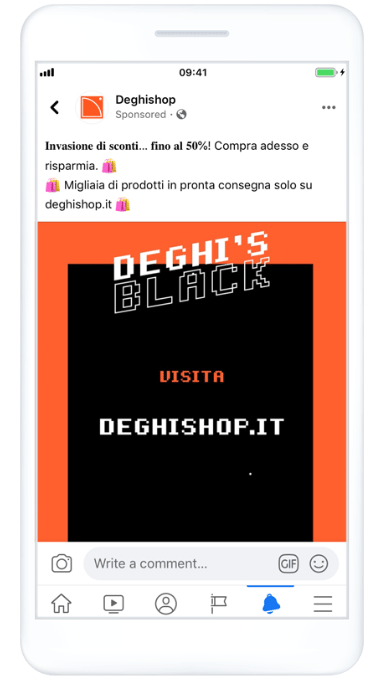 Deghi Black Facebook Retargeting ad 